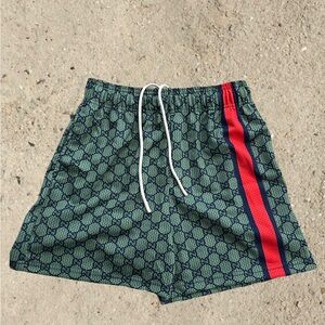 Bravest Studios Gucci Logo GG Monogram Stripe Shorts Green Size Men’s Medium M
